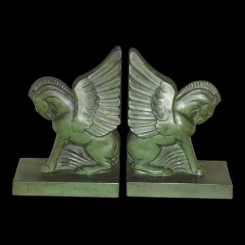 Paar Art-déco-Buchstützen „Pégase" von G.H. Laurent (1880–1940), circa 1930 — Ausgezeichneter Zustand