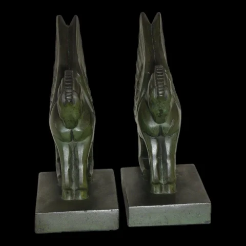 Paar Art-déco-Buchstützen „Pégase" von G.H. Laurent (1880–1940), circa 1930 — Ausgezeichneter Zustand