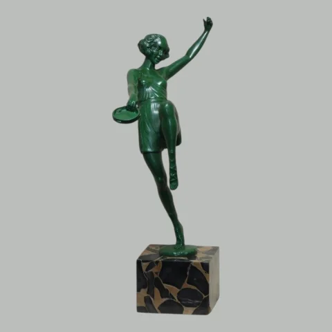 „Danseuse au tambourin" von FAYRAL (1892–1962) Art-déco-Kunstmetall — Ausgezeichneter Zustand