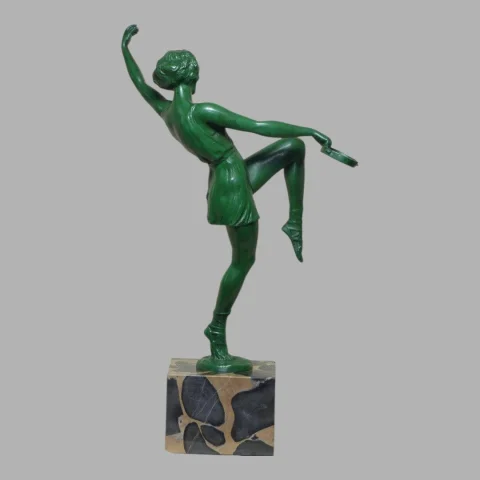 „Danseuse au tambourin" von FAYRAL (1892–1962) Art-déco-Kunstmetall — Ausgezeichneter Zustand