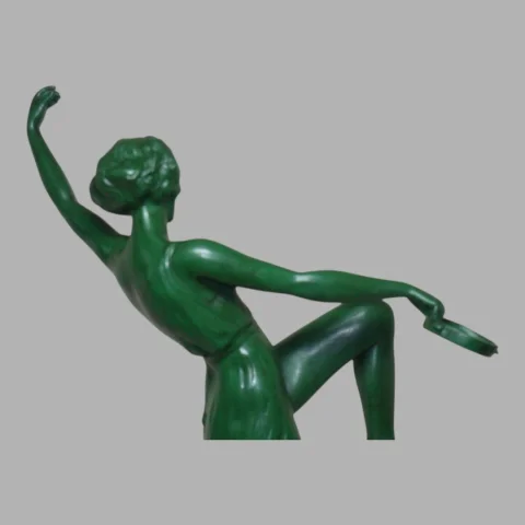 „Danseuse au tambourin" von FAYRAL (1892–1962) Art-déco-Kunstmetall — Ausgezeichneter Zustand