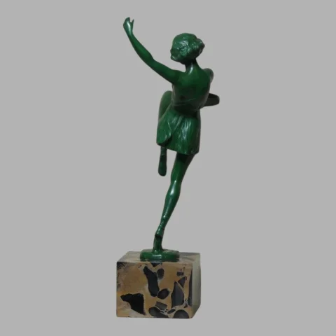 „Danseuse au tambourin" von FAYRAL (1892–1962) Art-déco-Kunstmetall — Ausgezeichneter Zustand