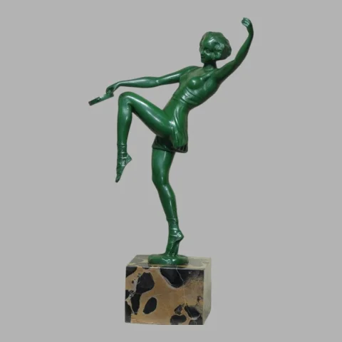 „Danseuse au tambourin" von FAYRAL (1892–1962) Art-déco-Kunstmetall — Ausgezeichneter Zustand
