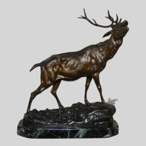 Animalier bronzen sculptuur "Bralende hert" Ch. VALTON (1851-1918) Frankrijk — Uitstekende staat