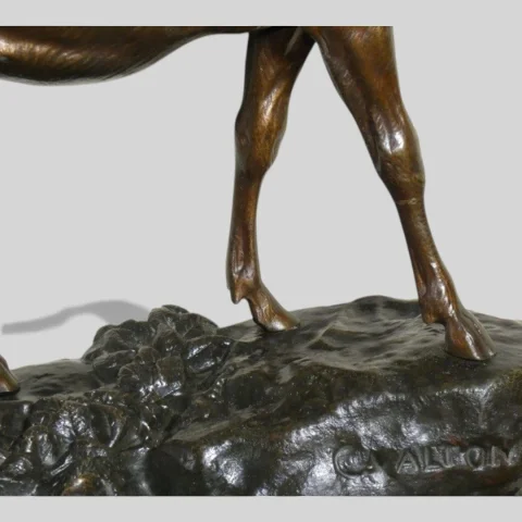 Animalier bronzen sculptuur "Bralende hert" Ch. VALTON (1851-1918) Frankrijk — Uitstekende staat