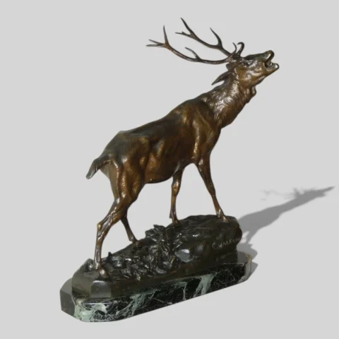 Animalier bronzen sculptuur "Bralende hert" Ch. VALTON (1851-1918) Frankrijk — Uitstekende staat