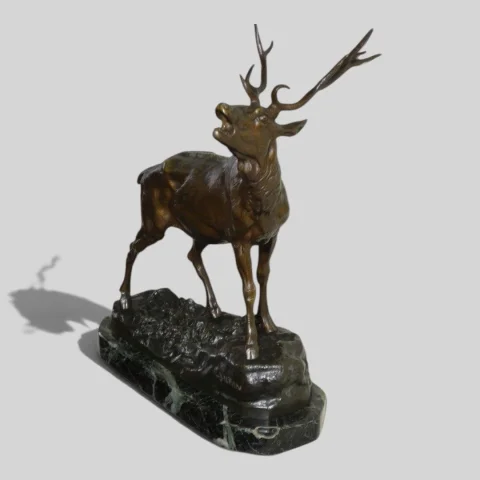 Animalier bronzen sculptuur "Bralende hert" Ch. VALTON (1851-1918) Frankrijk — Uitstekende staat