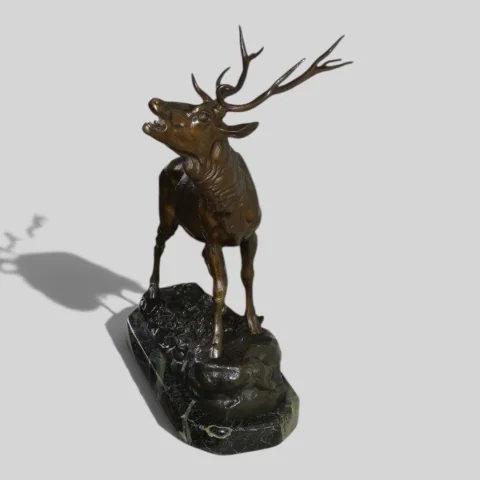 Animalier bronzen sculptuur "Bralende hert" Ch. VALTON (1851-1918) Frankrijk — Uitstekende staat