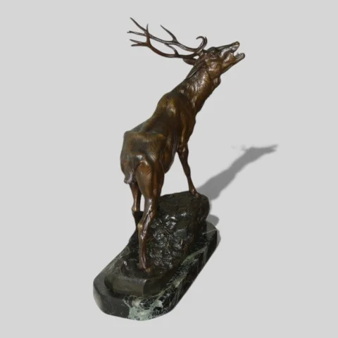 Animalier bronzen sculptuur "Bralende hert" Ch. VALTON (1851-1918) Frankrijk — Uitstekende staat