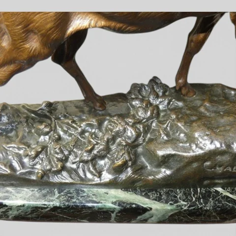 Animalier bronzen sculptuur "Bralende hert" Ch. VALTON (1851-1918) Frankrijk — Uitstekende staat