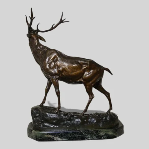 Animalier bronzen sculptuur "Bralende hert" Ch. VALTON (1851-1918) Frankrijk — Uitstekende staat