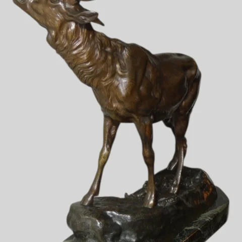 Animalier bronzen sculptuur "Bralende hert" Ch. VALTON (1851-1918) Frankrijk — Uitstekende staat