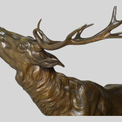 Animalier bronzen sculptuur "Bralende hert" Ch. VALTON (1851-1918) Frankrijk — Uitstekende staat