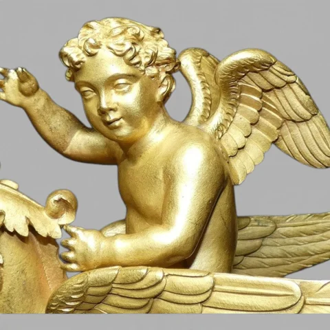 Pendule borne « L'Amour au Lion Ailé » – 1er Empire (c. 1805-1810) - J. CONTOUR — Goede staat