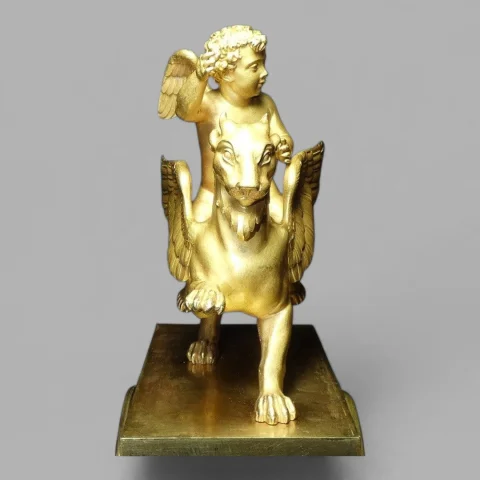 Pendule borne « L'Amour au Lion Ailé » – 1er Empire (c. 1805-1810) - J. CONTOUR — Goede staat