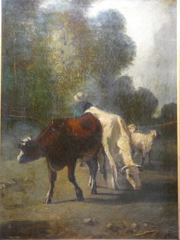 Öl auf Leinwand „Le petit troupeau"
Constant TROYON 1810–1865, Sèvres, Frankreich — Sehr guter Zustand