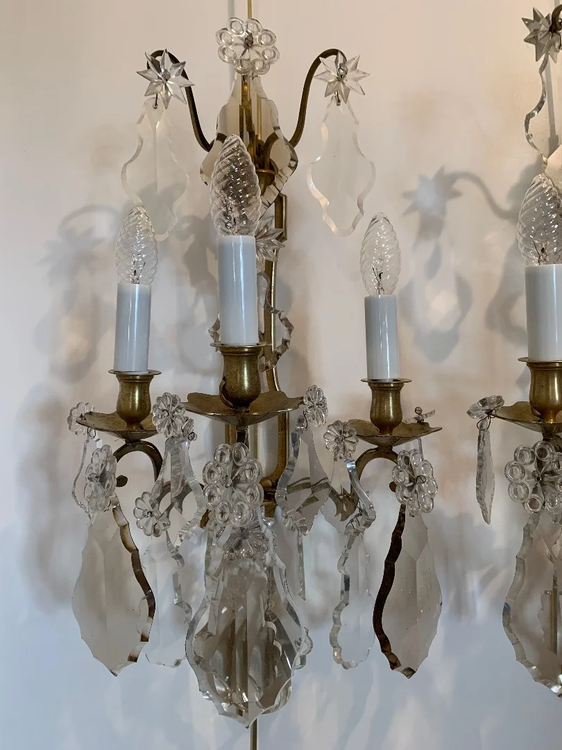 Paire d’Appliques Bronze et Cristal
