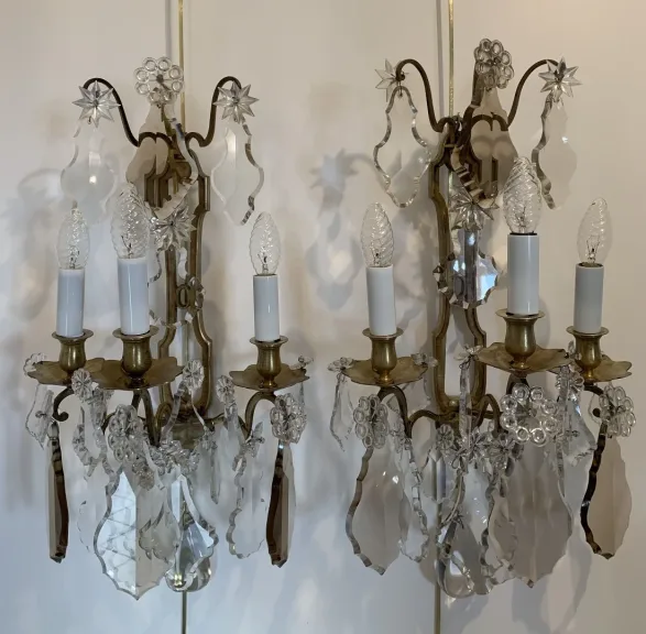 Paire d’Appliques Bronze et Cristal