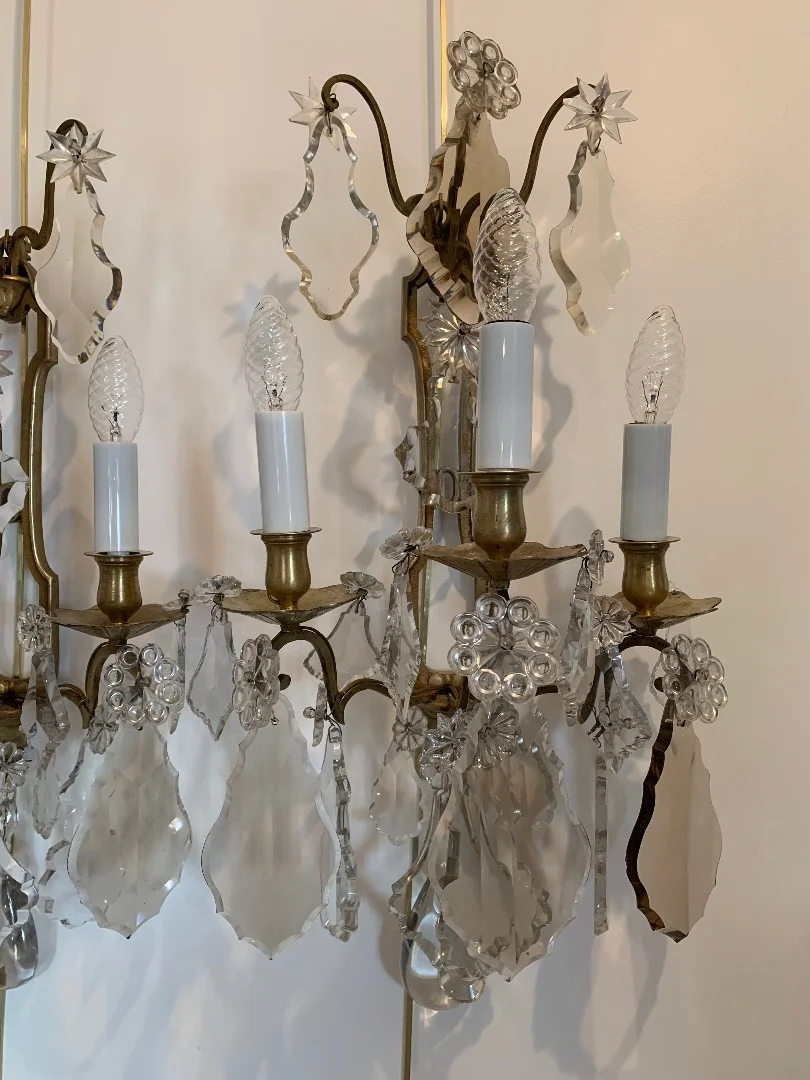 Paire d’Appliques Bronze et Cristal