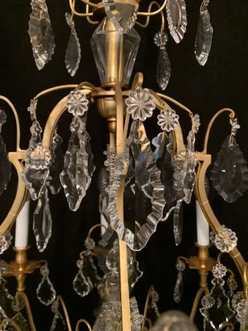 Lustre de forme cage en bronze et cristal