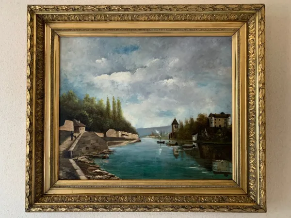 Huile sur Toile, L'île Barbe de « G.PREVOST »