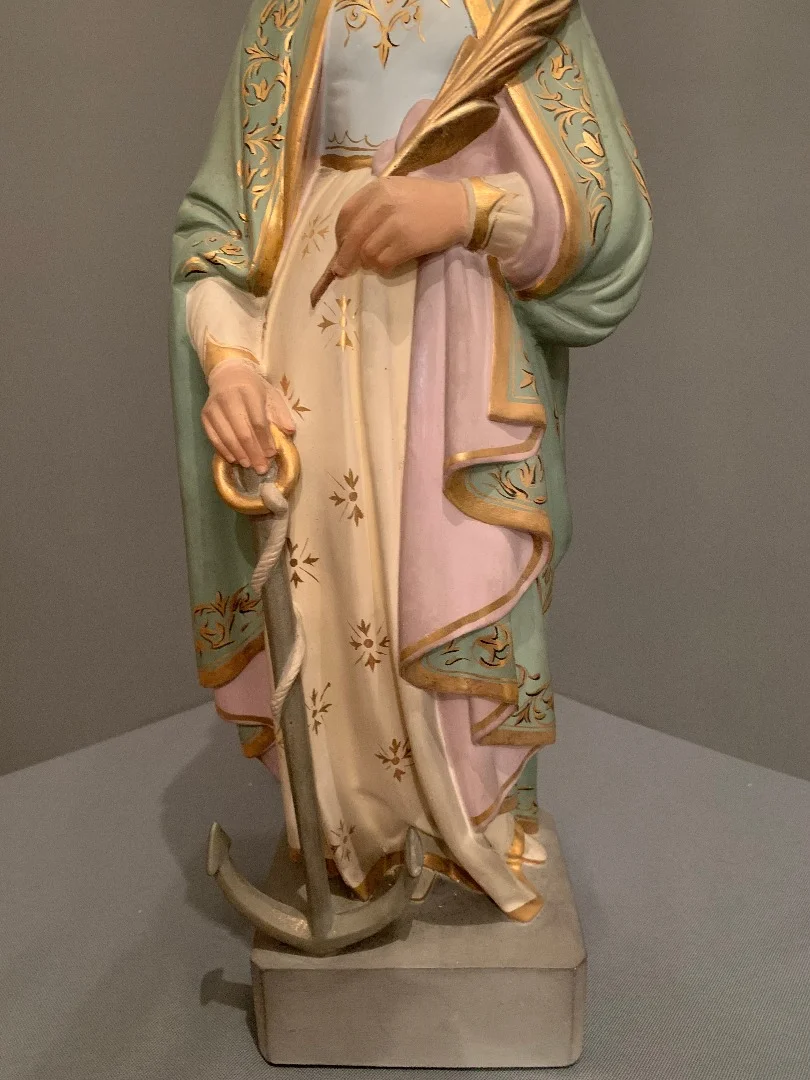 Sainte-Philomène en Plâtre XIX éme et sa Console