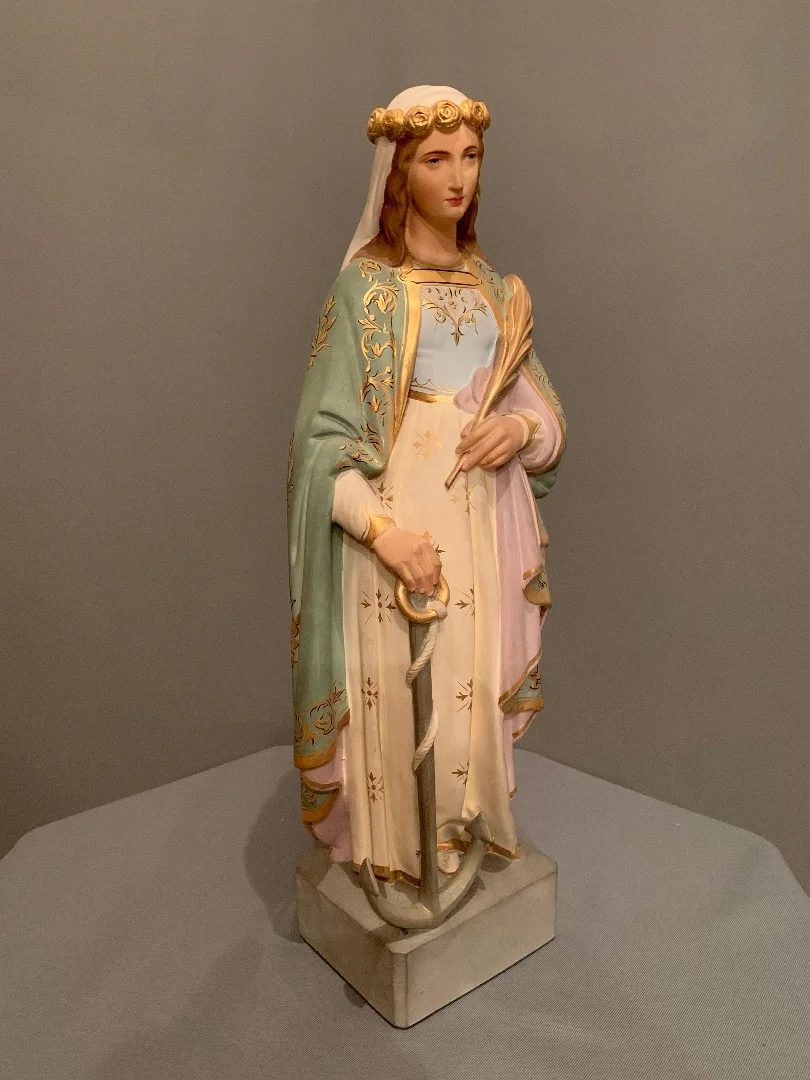 Sainte-Philomène en Plâtre XIX éme et sa Console