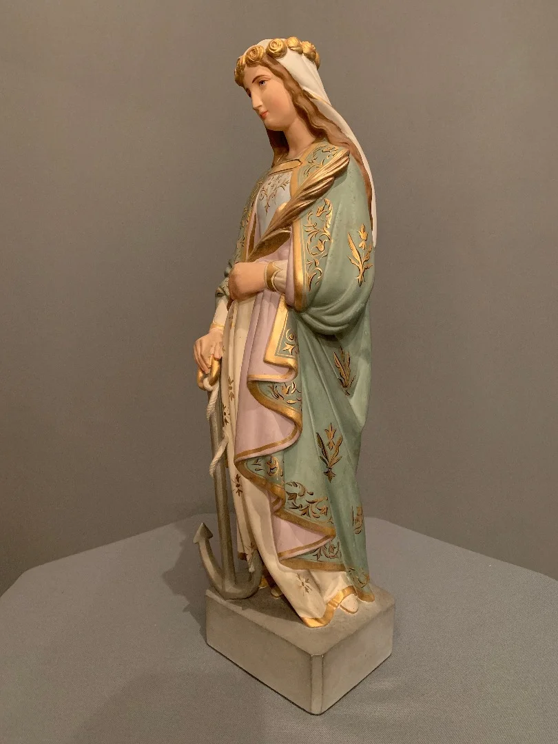 Sainte-Philomène en Plâtre XIX éme et sa Console