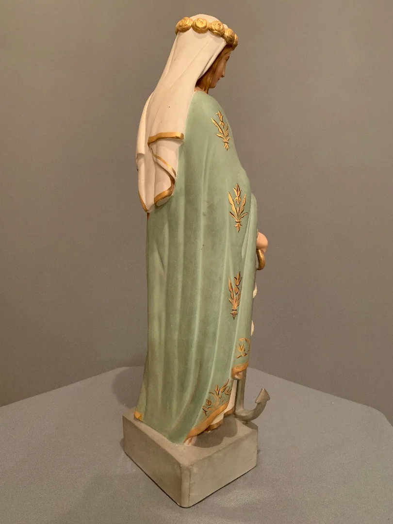 Sainte-Philomène en Plâtre XIX éme et sa Console