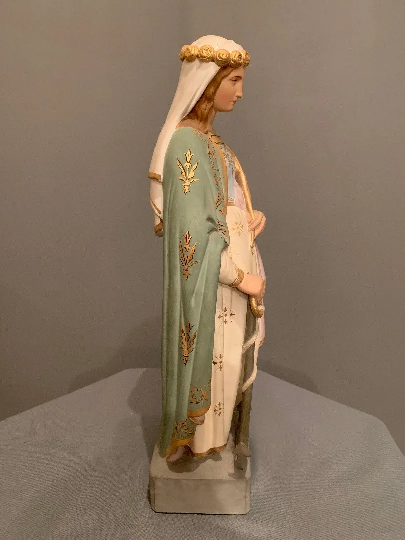 Sainte-Philomène en Plâtre XIX éme et sa Console