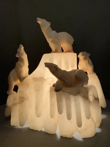Lampe aux Ours Polaires en Albâtre