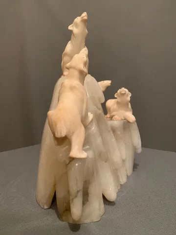 Lampe aux Ours Polaires en Albâtre