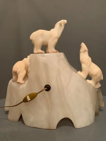 Lampe aux Ours Polaires en Albâtre