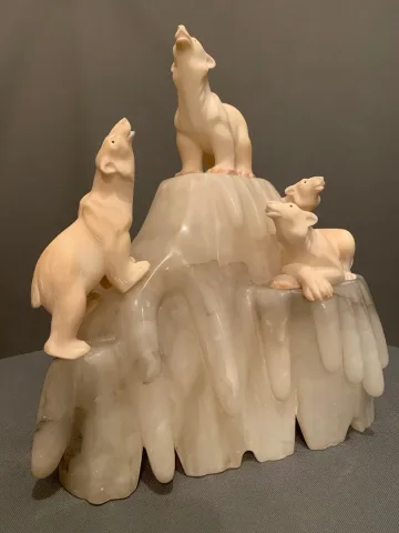 Lampe aux Ours Polaires en Albâtre