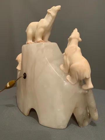 Lampe aux Ours Polaires en Albâtre