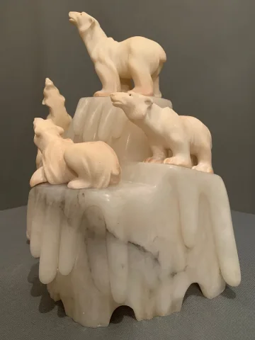 Lampe aux Ours Polaires en Albâtre