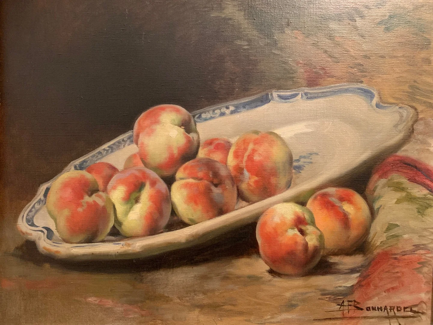 Nature Morte aux Pêches par  AF Bonnardel (1867-1942)