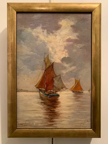 OLIE OP PANEEL GEDATEERD 1928