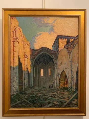 Eglise en Provence après les bombardements. Fély-Mouttet (1893-1953).