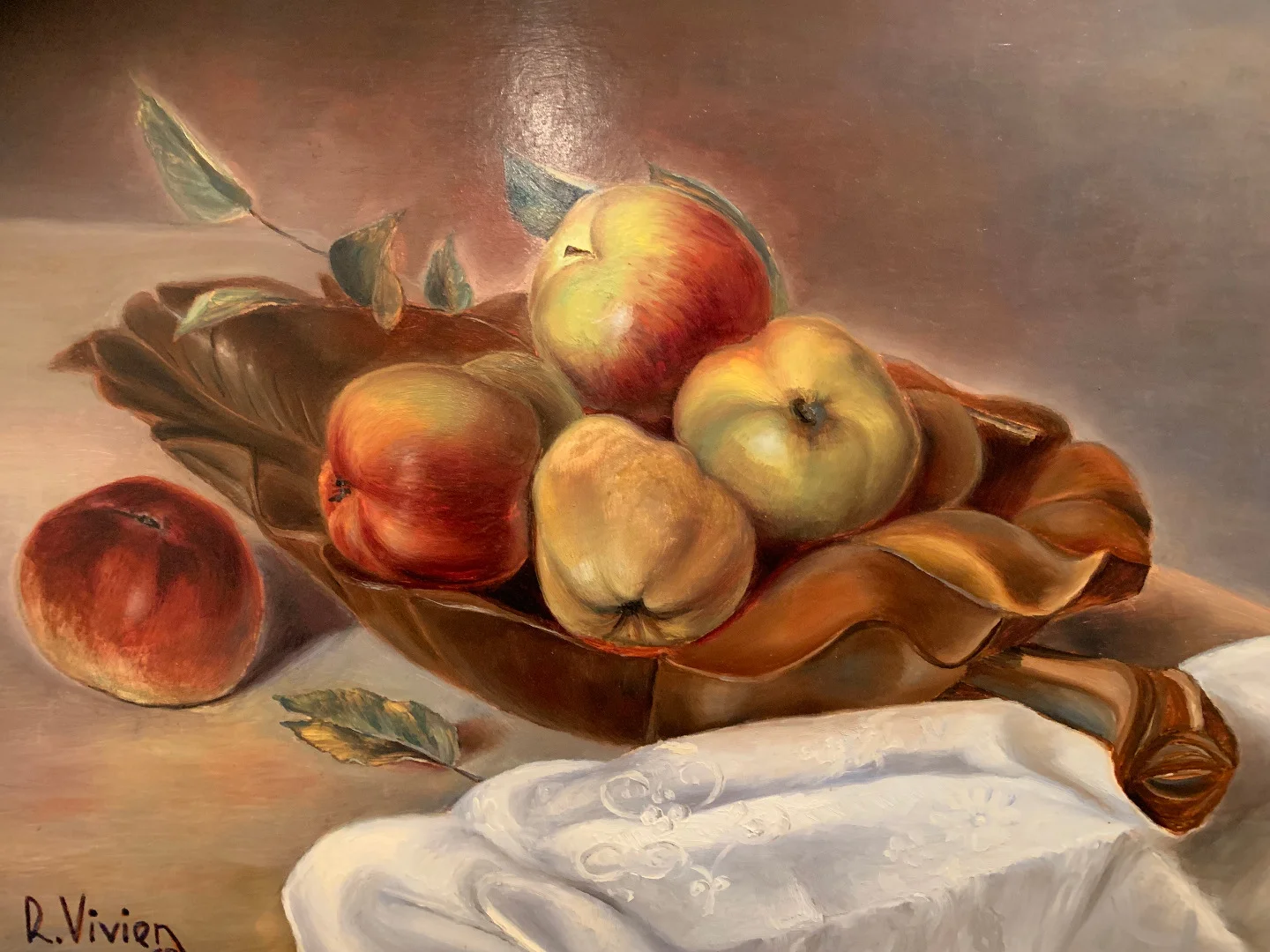 ÖL AUF TAFEL, signiert R. VIVIEN