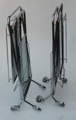 1950/70's  Rolling Bar of Journey and Campstool, in Chrome-plated Metal In the Style of Jacques Adnet