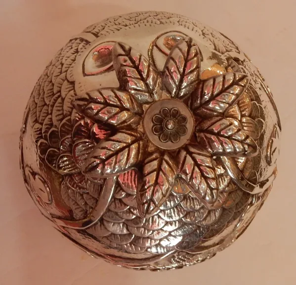 1950/70 Seau A Glace Forme Ananas Décor Animaux Métal Argenté