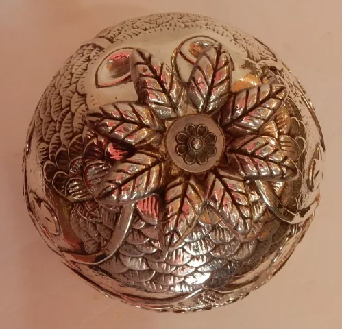 1950/70 Seau A Glace Forme Ananas Décor Animaux Métal Argenté