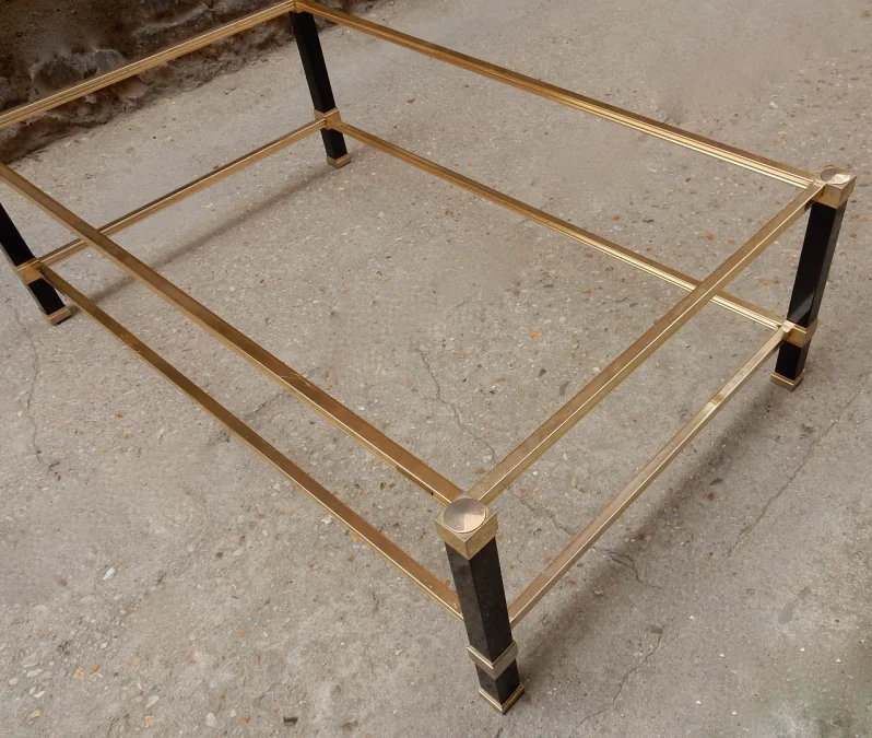 1970 ‘Coffee Table in Black Lacquered Metal Pierre Vandel 128 X 78 cm