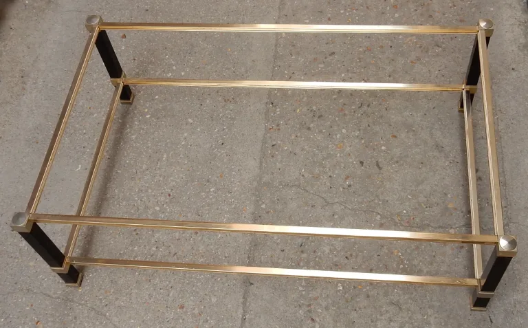1970′ Table Basse en Métal Laqué Noir Pierre Vandel 128 X 78 cm