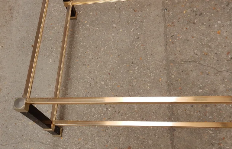 1970′ Table Basse en Métal Laqué Noir Pierre Vandel 128 X 78 cm