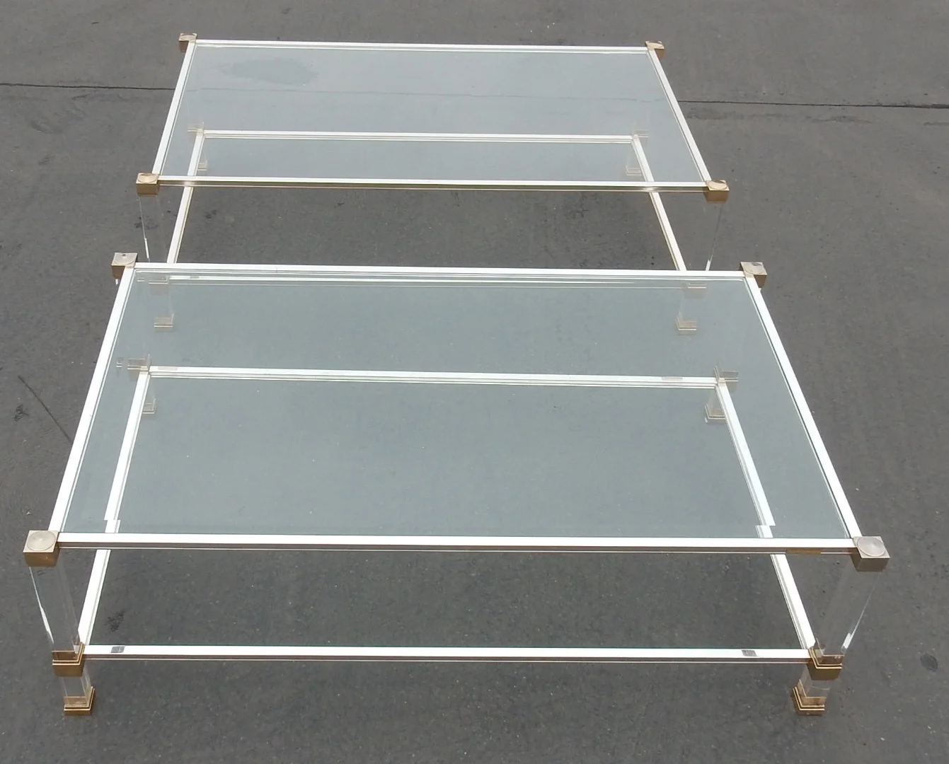 1970/80 Paire de Tables Altuglas Pierre Vandel Paris 128 x 78 cm