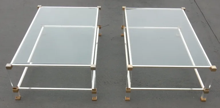 1970/80 Pair of Coffee Tables Lucite Pierre Vandel Paris 128 x 78 cm