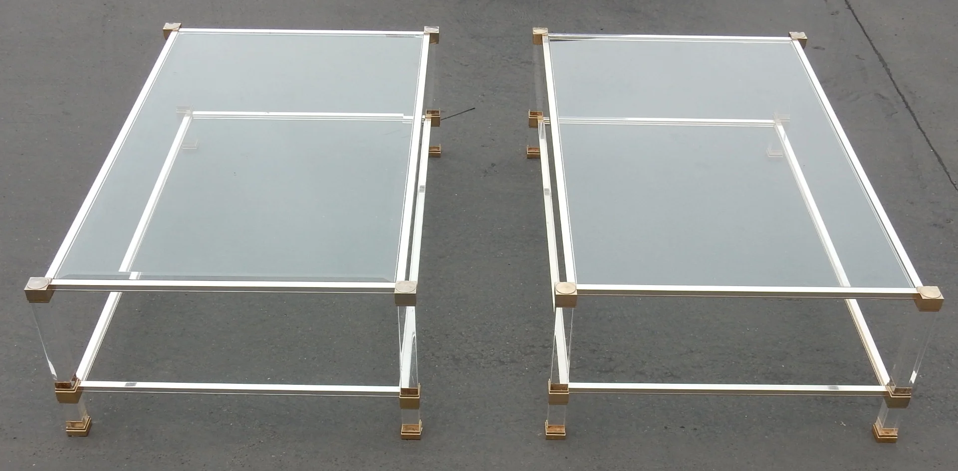 1970/80 Paire de Tables Altuglas Pierre Vandel Paris 128 x 78 cm