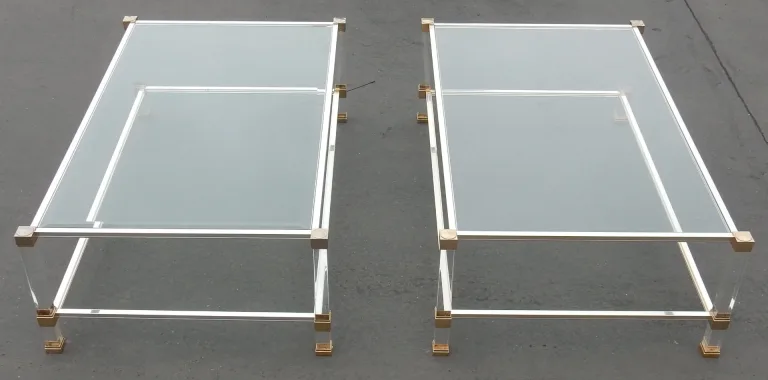 1970/80 Pair of Coffee Tables Lucite Pierre Vandel Paris 128 x 78 cm